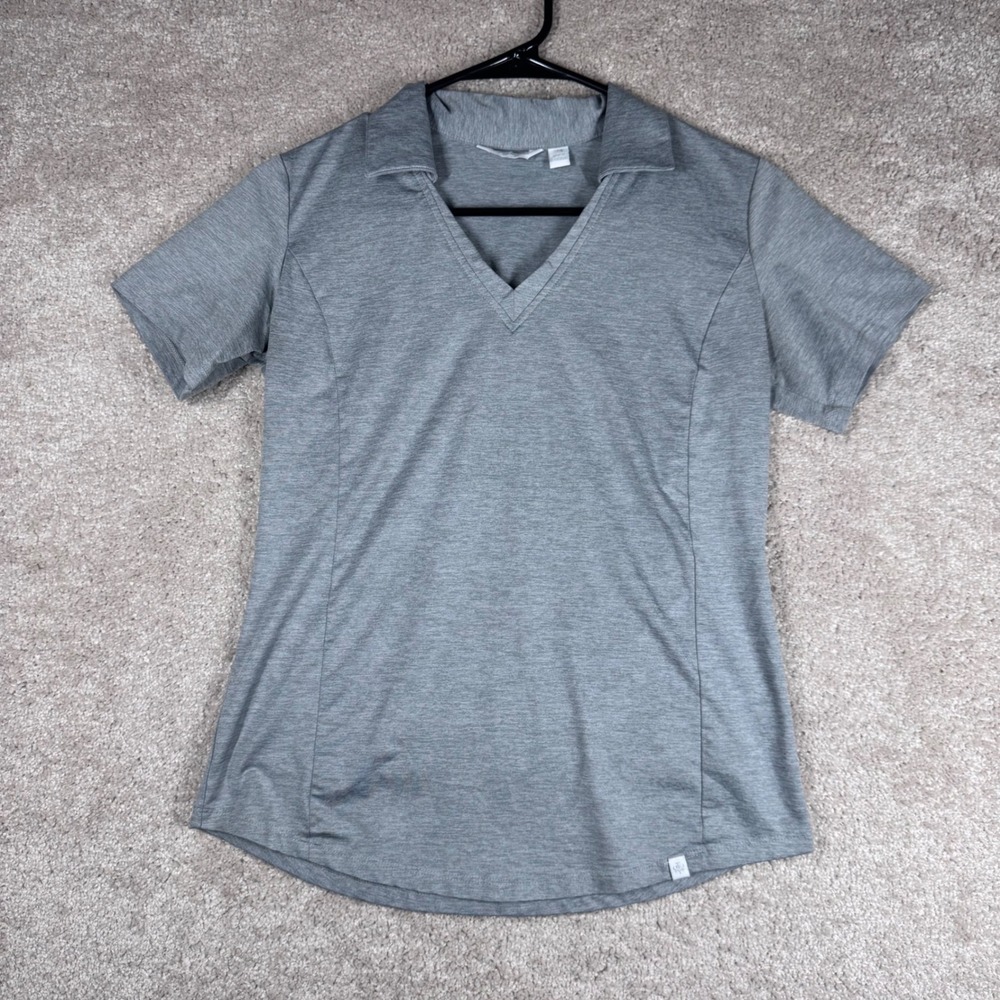 Lady Hagen Womens Golf Polo Shirt Heather Gray V-Neck Short Sleeve XS